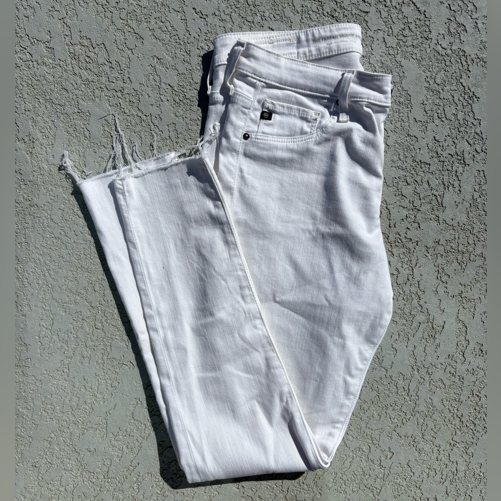 AG the Farrah Skinny Ankle White Jeans